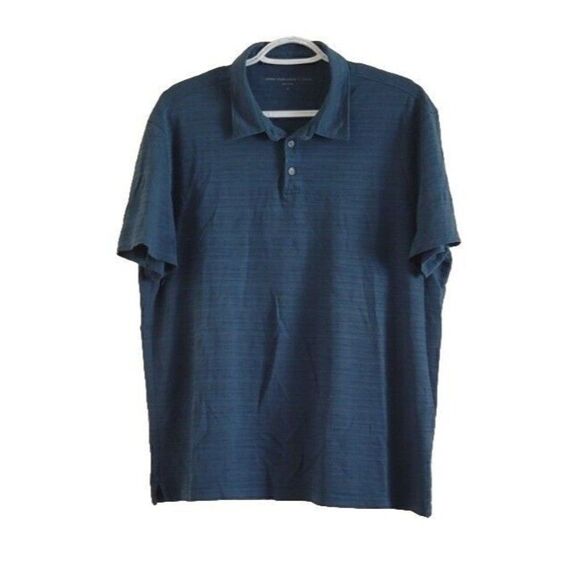 John Varvatos Golf Polo Shirt Teal Blue Textured Knit Short Sleeve Cotton L - Picture 8 of 8